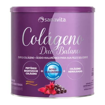 Colágeno Sanavita Duo Balance Hibiscus com Frutas Roxas Sem Açúcar 330g