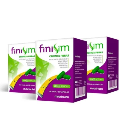 Kit 03 Finisim Cromo e Fibras Maxinutri Zero Açúcar 60 cápsulas