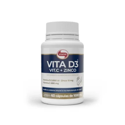Vitamina D3 com Vit. C e Zinco 60 Cápsulas. Vitafor