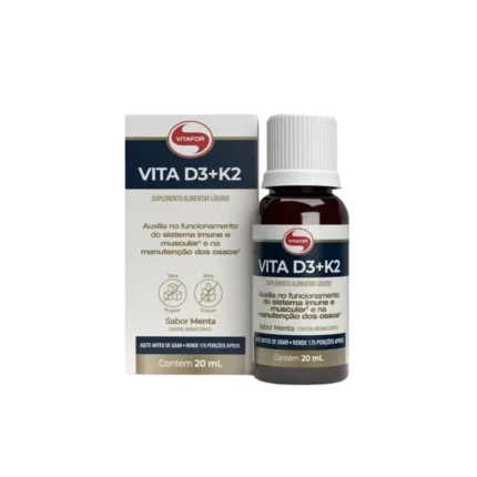 Vitamina D3 + K2 2.000ui 20ml Sabor Menta Vitafor