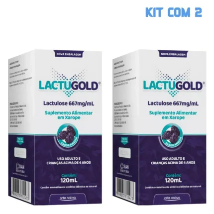 Lactugold Sabor Ameixa 120ml Lactulose Kit com 2