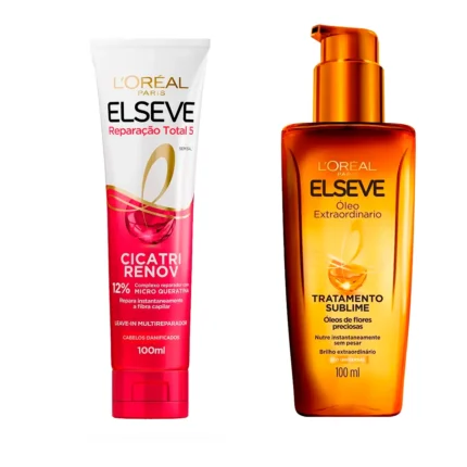 Kit Elseve Óleo Extraordinário + Leave-In L'Oréal Paris Elseve Reparação Total 5 Cicatri Renov, 100ml
