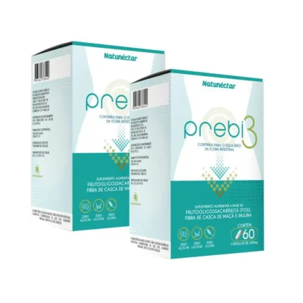 KIT PREBI 3 SUPLEMENTO ALIMENTAR FRUTOOLIGOSSACARIDEOS FIBRAS NATUNECTAR – 2 UNID (120 CáPSULAS)