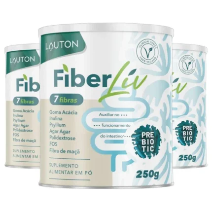 Kit 3x Fibra Prebiotico Fiberliv 7 Fibras 250g - Lauton