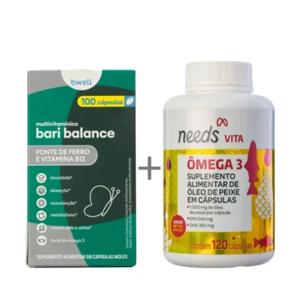 Kit Ômega 3 Needs Vita 120 cápsulas + Bwell Bari Balance 100 cápsulas