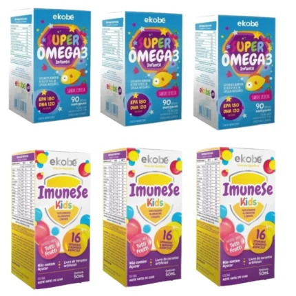Kit Ekobé Super Ômega 3 Infantil 3 unidades + Imunese Kids 3 unidades
